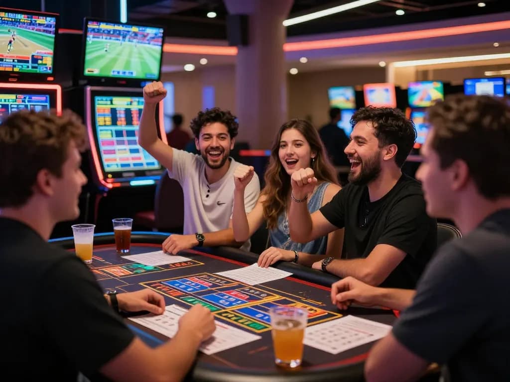 Betting excitement at bongdalu pro sports area as friends cheer for winning wagers