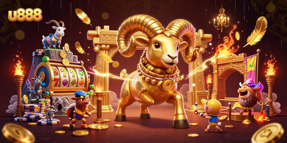 Experience winning slots and thrilling games at u888 with a dynamic golden ram at the forefront.