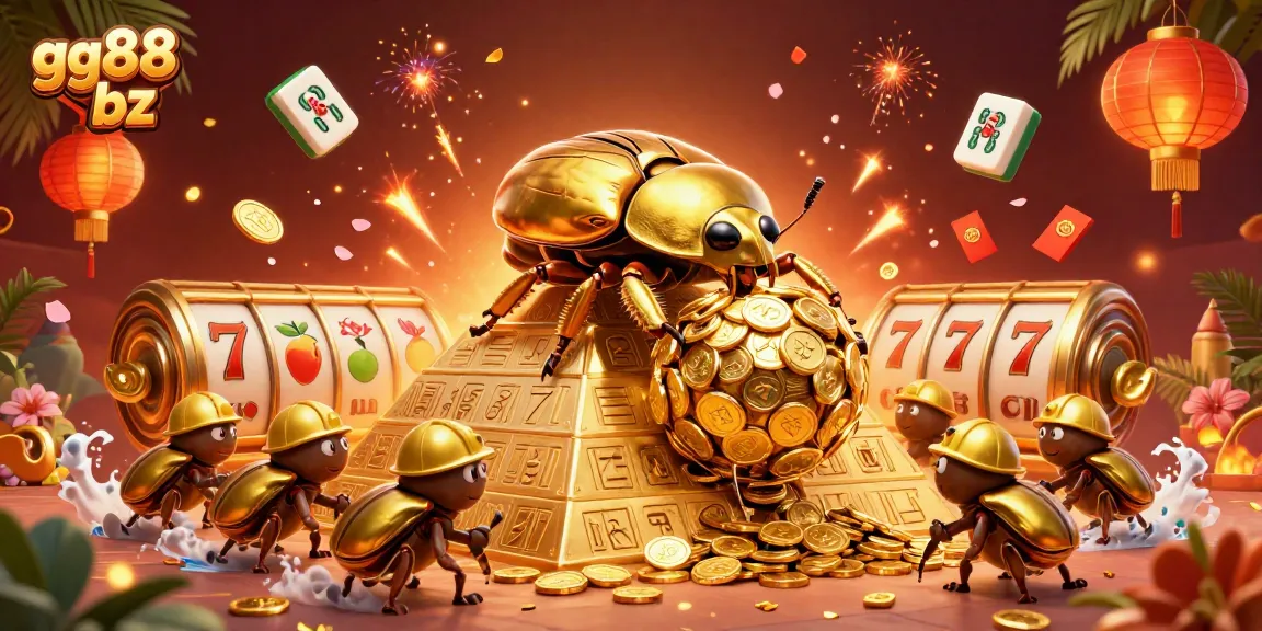 Play slots at gg88 bz with vibrant casino-themed visuals showcasing gold coins and dynamic elements.