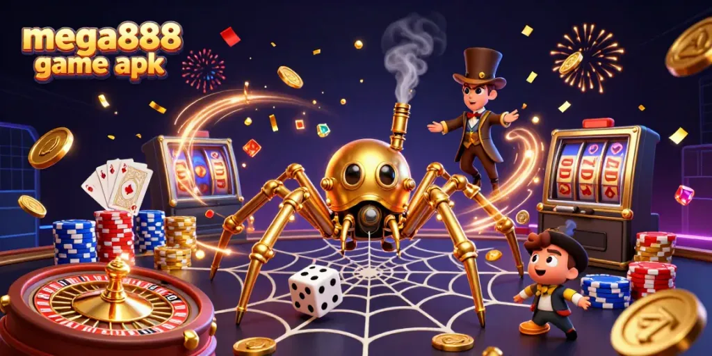 Experience the excitement of the mega888 game apk with vibrant casino characters and dynamic elements.