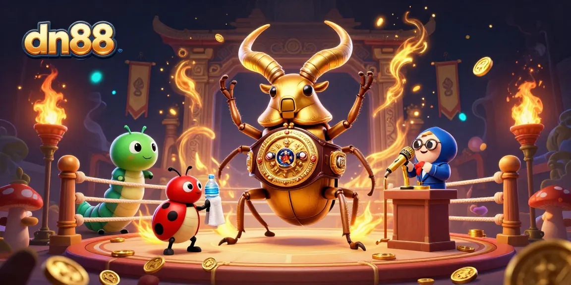 Experience thrilling action at dn88 with a vibrant gaming arena filled with betting tokens and glowing characters.