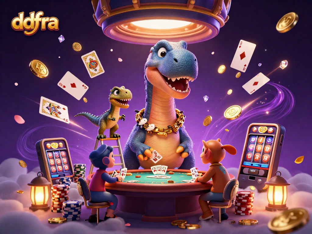 Join the ddfra adventure where a CGI brontosaurus and clever raptor deal poker in a vibrant casino.