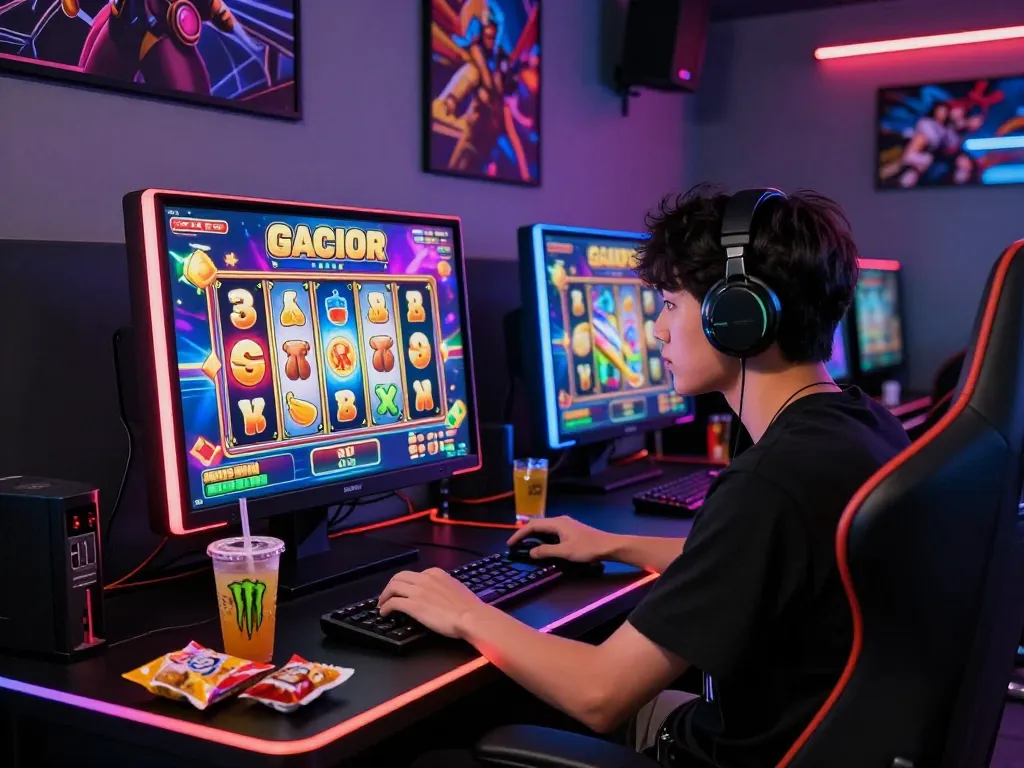 Pemain yang terlibat menikmati pengalaman bermain slot gacor online dalam pengaturan yang imersif.