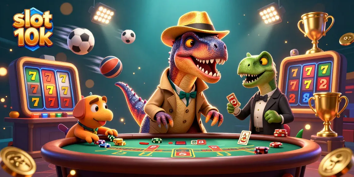 Experience thrilling wins with slot 10k in a vibrant casino scene featuring unique characters.