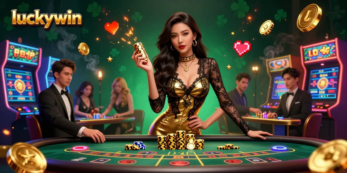Experience the thrill of winning at luckywin with a glamorous baccarat scene featuring a confident player.
