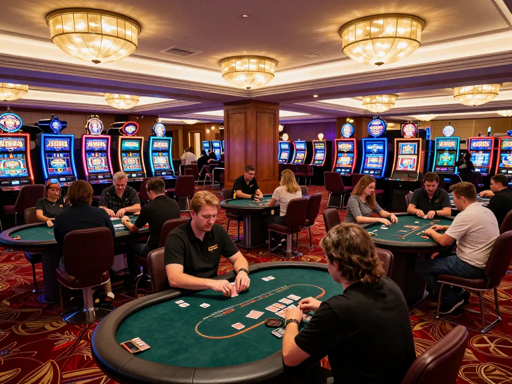 Players enjoying strategic poker gameplay at J188 casino, vibrant atmosphere.