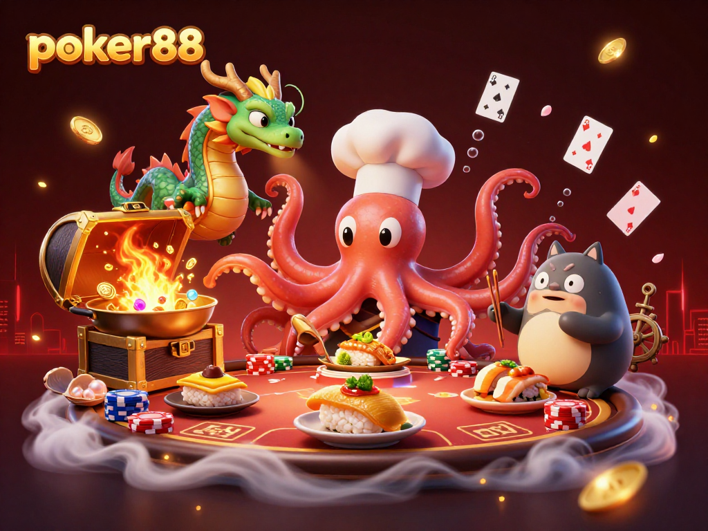 Saksikan poker88 dengan chef sushi gurita, naga, dan tanuki menyiapkan permainan kasino yang menyenangkan.