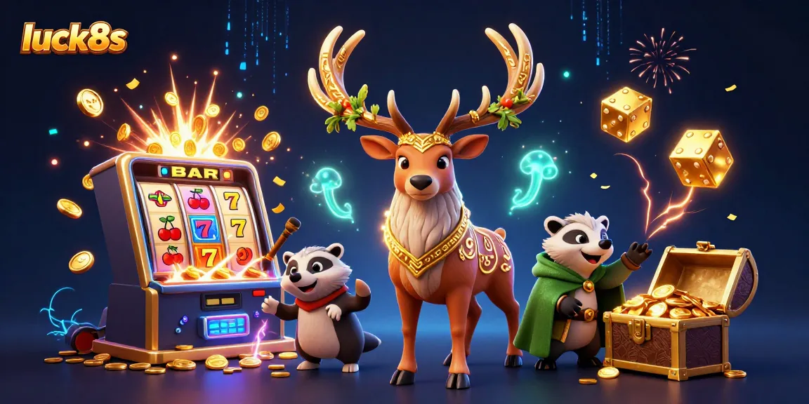Spin and win at luck8s with a vibrant casino illustration featuring dynamic gaming elements and characters.