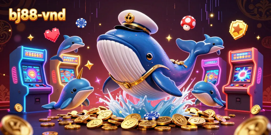 Experience thrilling fun with bj88-vnd in a vibrant casino-themed 3D illustration featuring playful sea creatures.