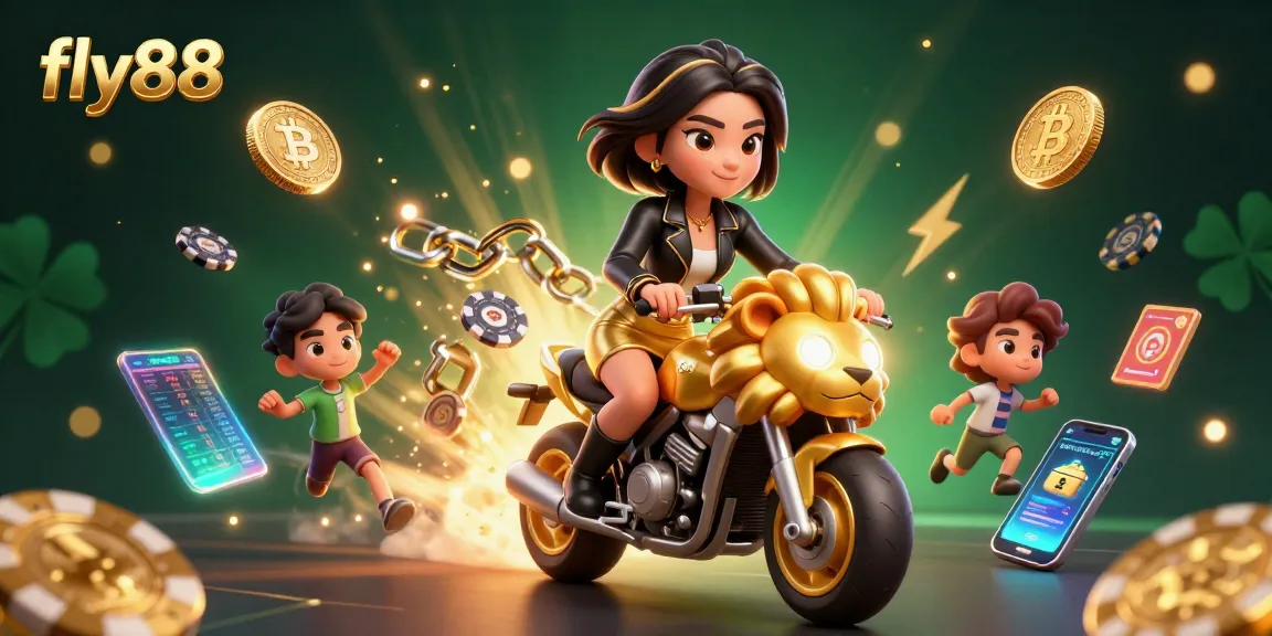 Experience thrilling gameplay with fly88, featuring a glamorous character in a dynamic casino scene.