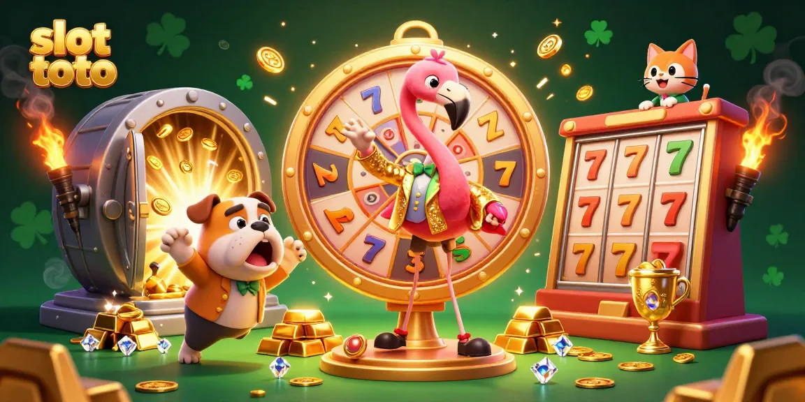 Experience thrilling slot toto adventures with lively characters in an exciting casino scene.