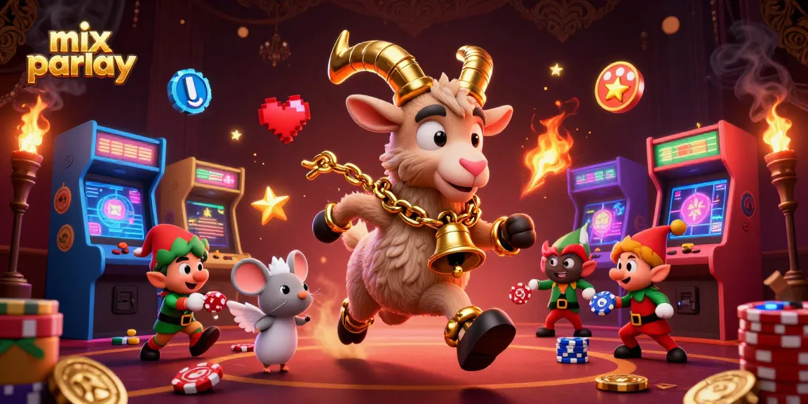 Engage in mix parlay thrills with Krampus, angel mouse, and elf gremlins in a festive casino