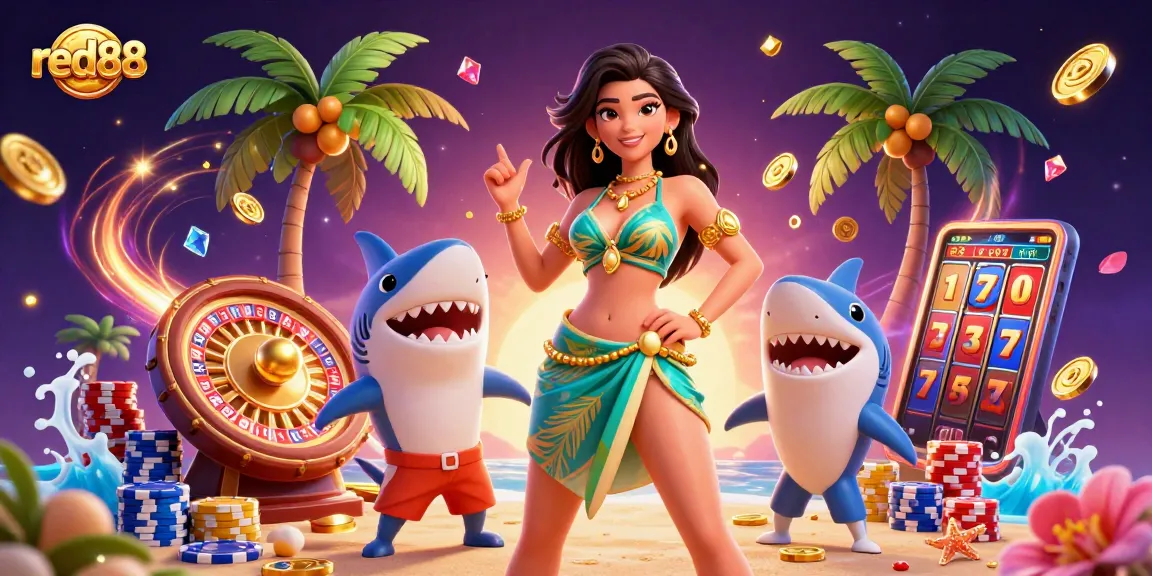 Experience thrilling gameplay at red88 with vibrant casino elements and action-packed characters.