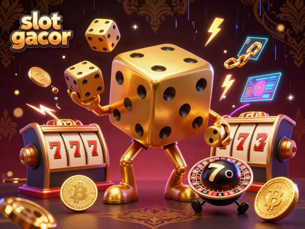 Engage with exciting slot gacor gameplay featuring a golden dice golem and captivating casino elements.