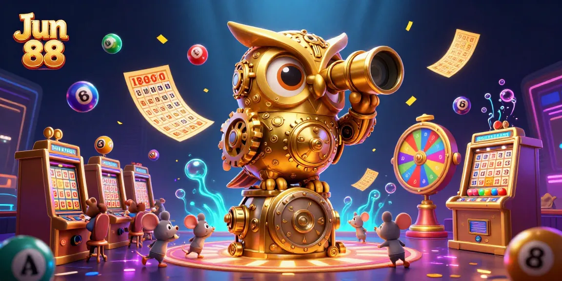 Experience vibrant action at Jun 88 with dynamic lottery balls and casino characters