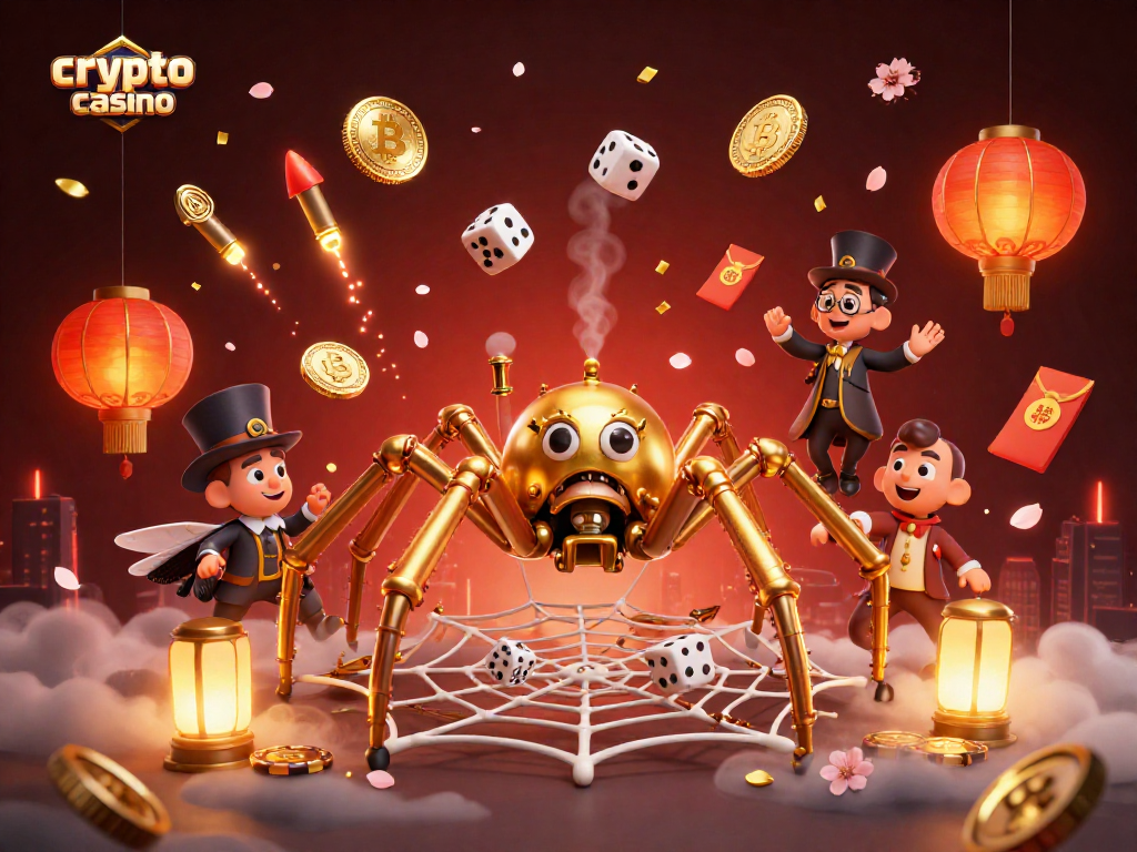 Spin the reels at the crypto casino with captivating blockchain-themed animation and rich details.