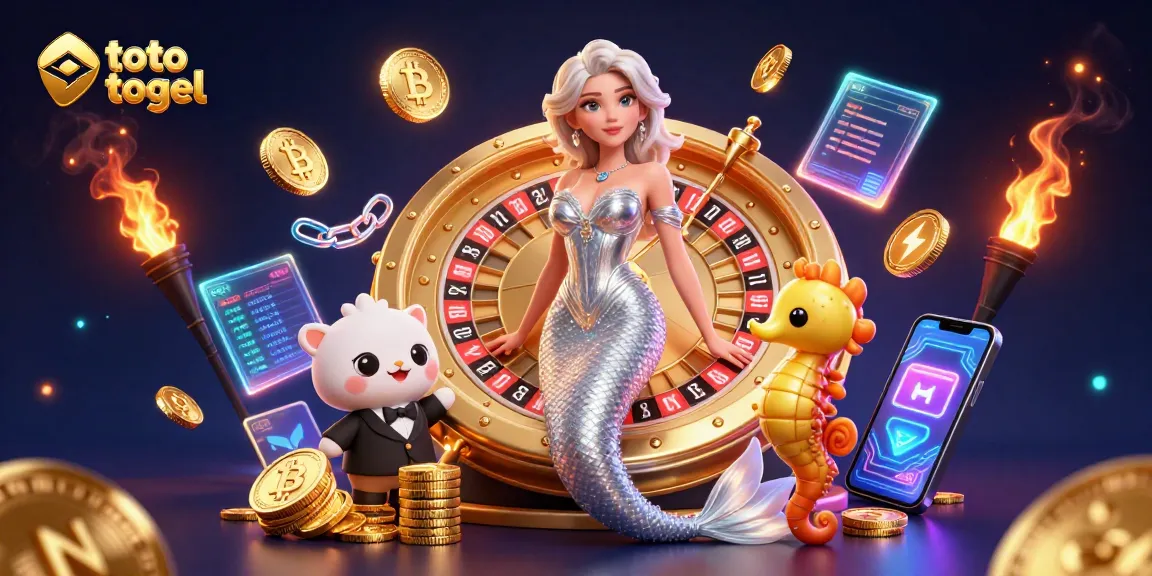 Melibatkan pemain dalam dunia colorful toto togel dengan adegan glamor yang menampilkan roda roulette.