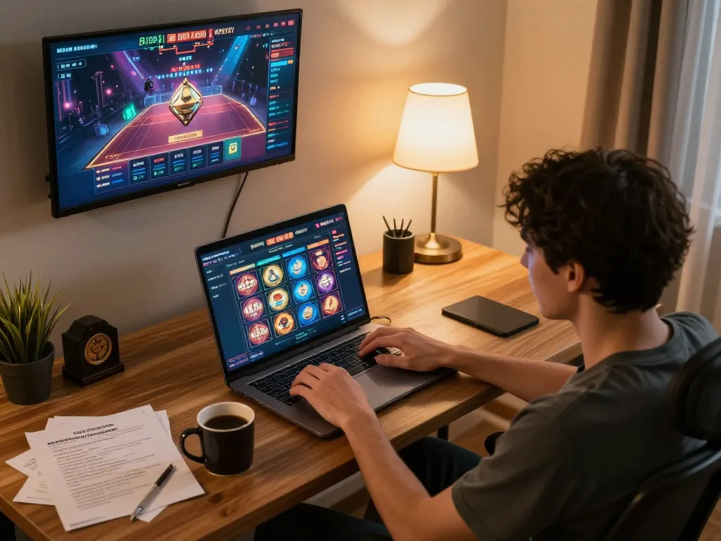 Engaging in situs slot gacor gameplay at home, focusing on strategy and comfort