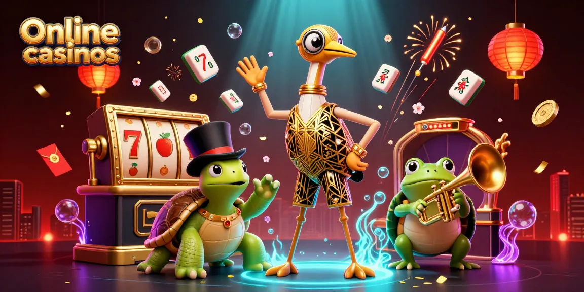 Experience dynamic online casinos with vibrant characters and slot game elements.