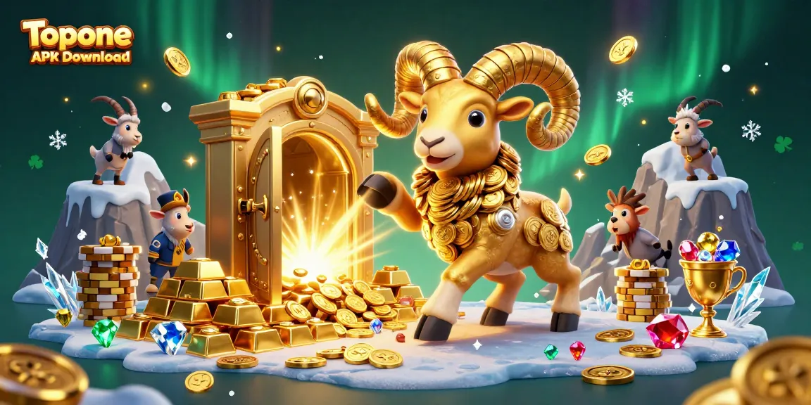 Engage with Topone APK Download for ultimate casino action with the golden ram and treasures.