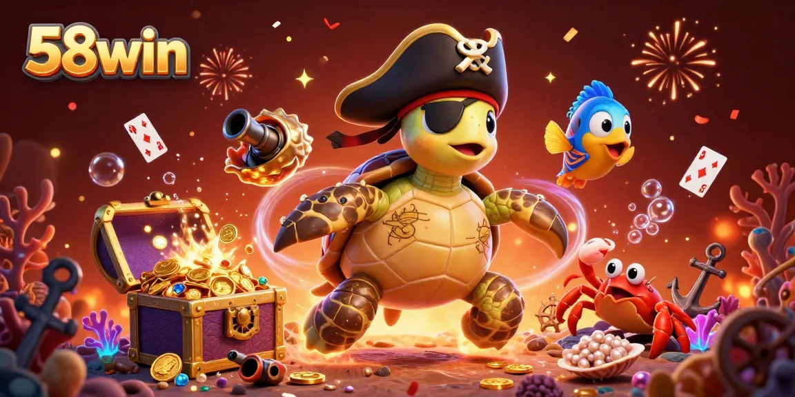 Engage with thrilling gameplay at 58win featuring vibrant cartoon characters, treasure, and dynamic casino elements.