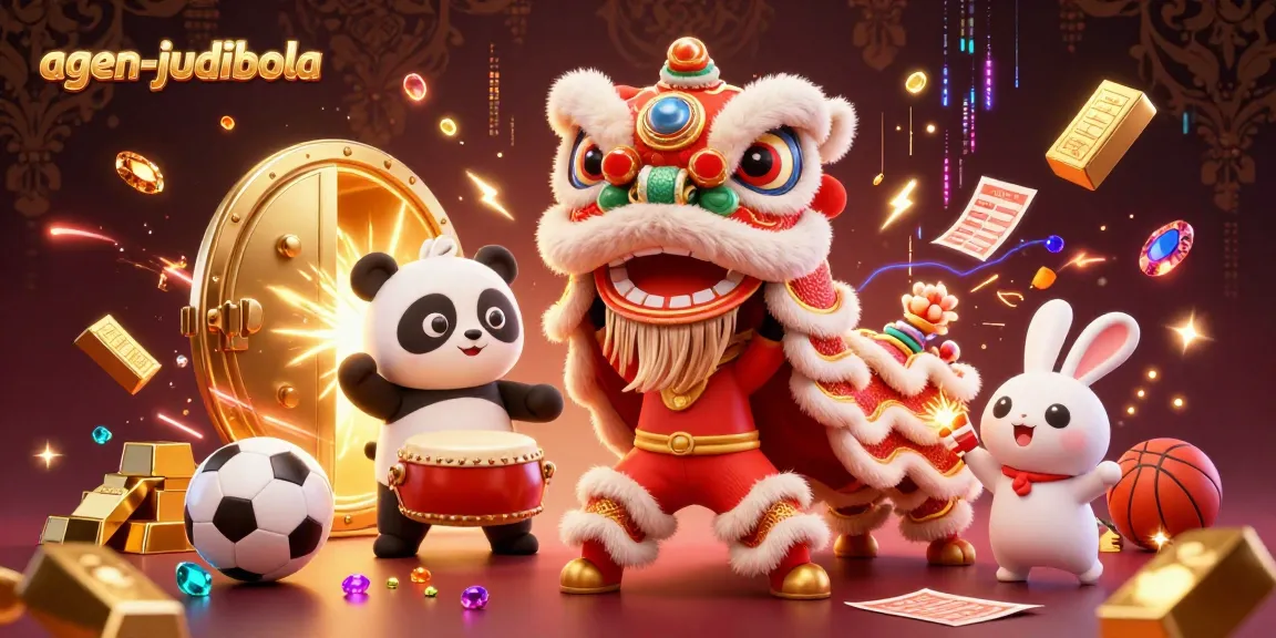 Join the excitement with agen-judibola's vibrant sports betting scene and festive characters!