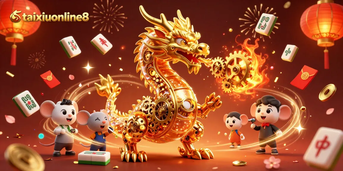 Engage with taixiuonline8's vibrant online casino experience featuring a golden dragon and dynamic gaming elements.
