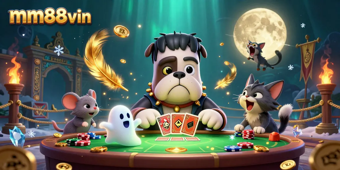 Engage with thrilling casino games at mm88vin featuring a unique cartoon scene.
