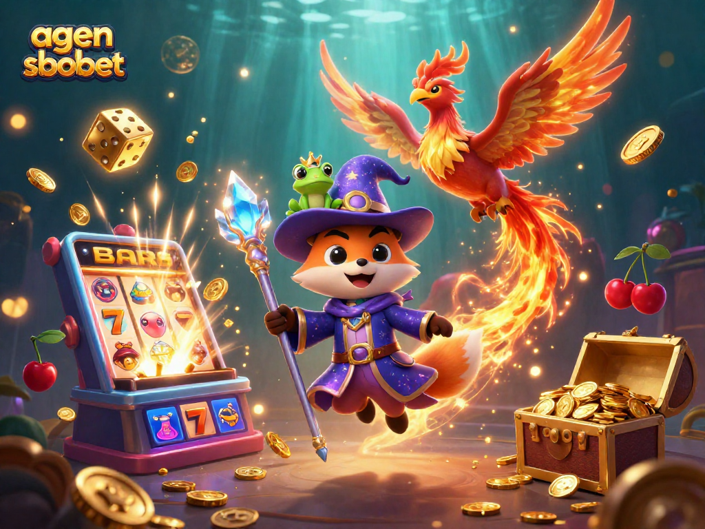 Experience the thrill of betting with agen sbobet at this vibrant fantasy casino scene!