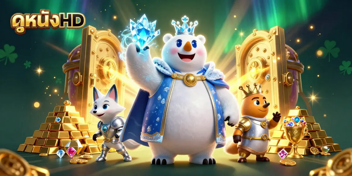 Engage with ดูหนังHD as 3D characters uncover treasures in an animated casino scene.