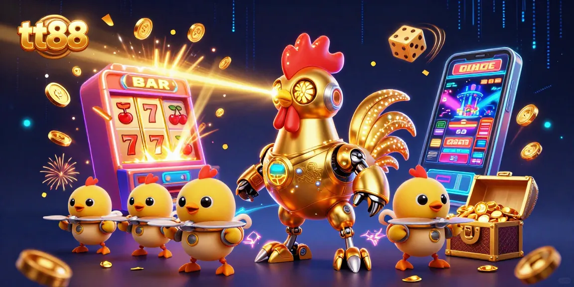 Experience the thrill of tt88 with a vibrant online gaming adventure featuring dynamic slot machines and colorful casino elements.