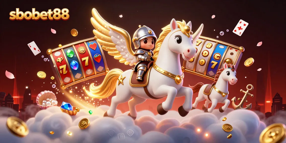 Shoot for big wins at sbobet88 with dynamic slot reels and vibrant casino elements in this 3D illustration.