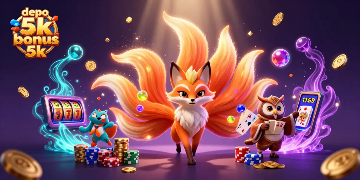 Spin the reels and win with depo 5k bonus 5k, showcasing vibrant slot machine excitement.