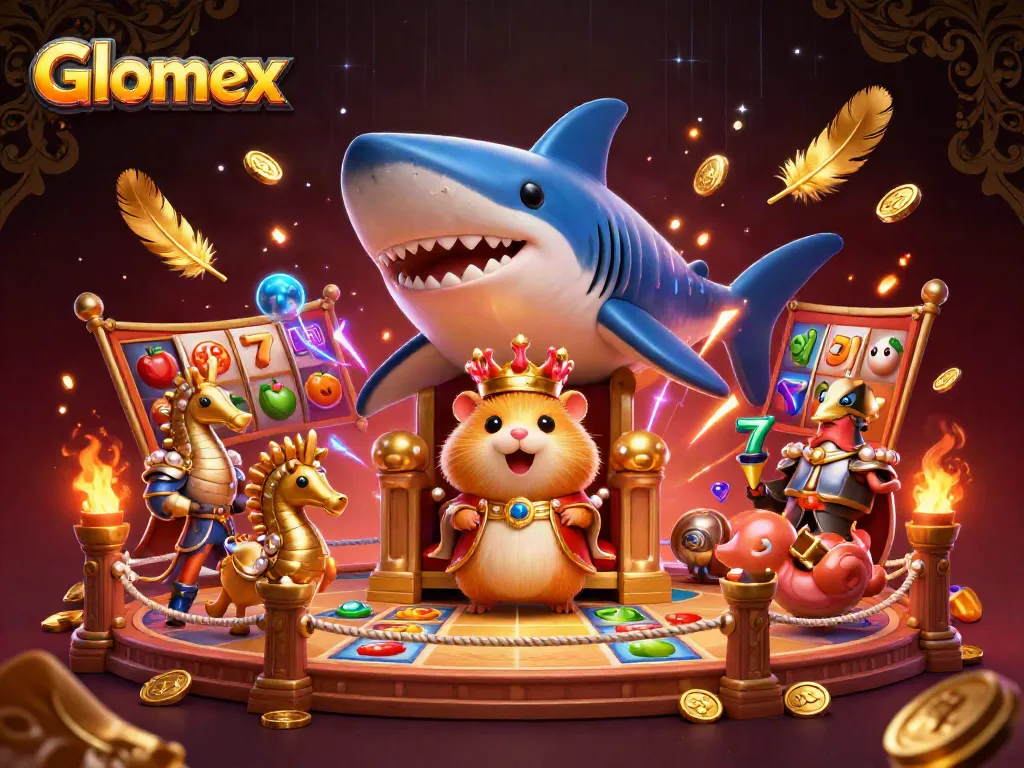 Experience winning strategies with Glomex in a vibrant casino scene featuring coins and betting tokens.