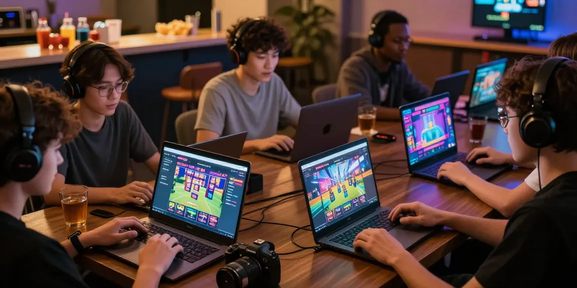 Players enjoying various CIKAGAMES slots and arcade games in a cozy lounge