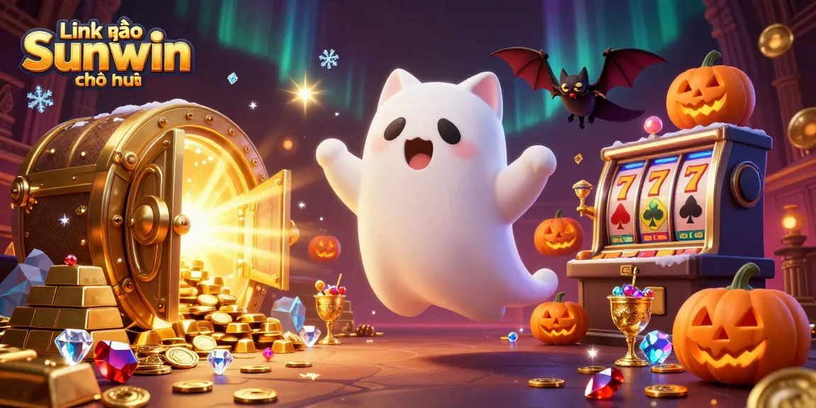 Spin the reels with Link vào Sunwin chính thức in this vibrant haunted casino scene.