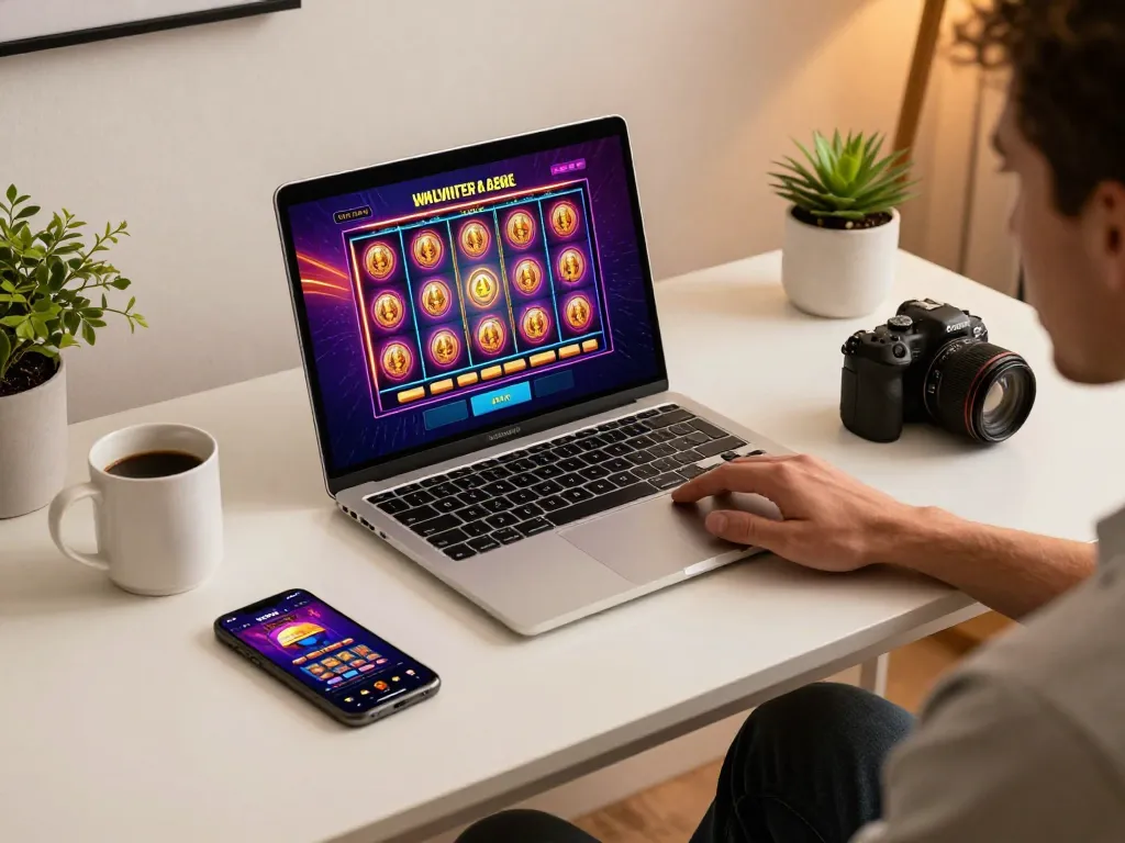 Engaged player exploring slots at online casino SC88, vibrant screen showcasing immersive gaming experience.