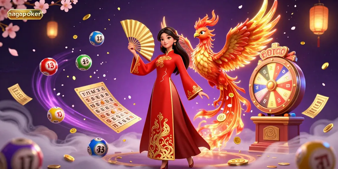 Experience thrilling wins with nagapoker as you spin colorful lottery balls and enjoy vibrant gambling elements in a captivating scene.