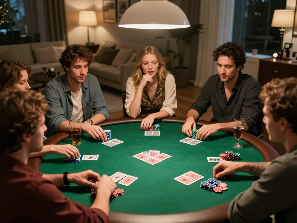 Gameradar showcases a vibrant home poker night with players engaged in strategic gameplay around a round table.