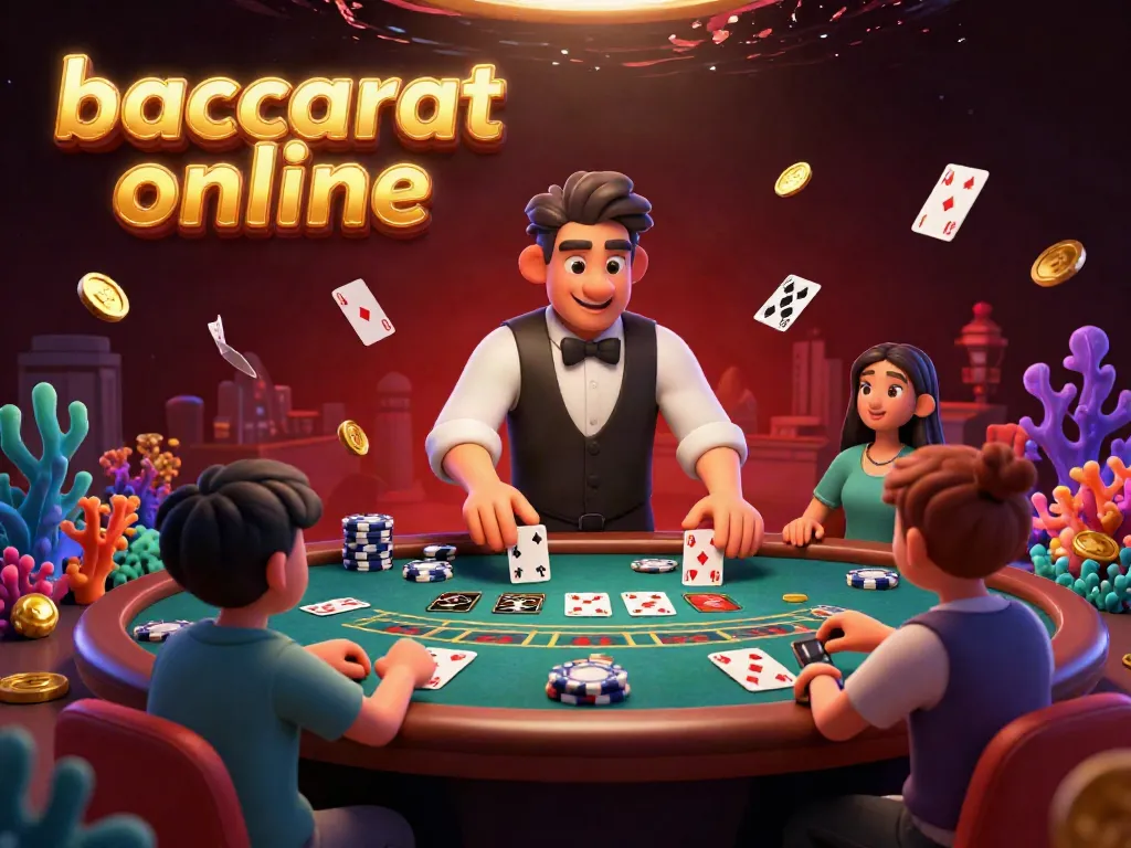 Experience baccarat online action with engaged players and a dynamic dealer in a vibrant casino setting.