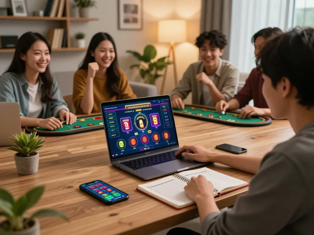 Players engage with FAFA828's online casino experience from home, demonstrating strategic betting.