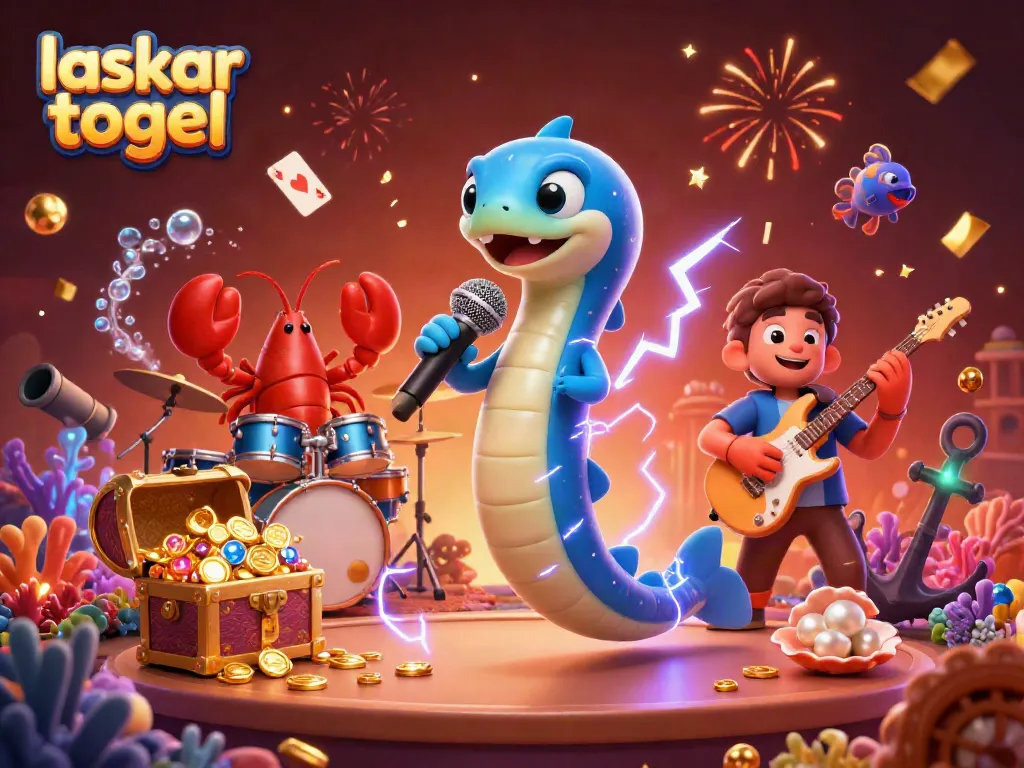 Experience the excitement of laskar togel with colorful characters performing in an underwater casino.