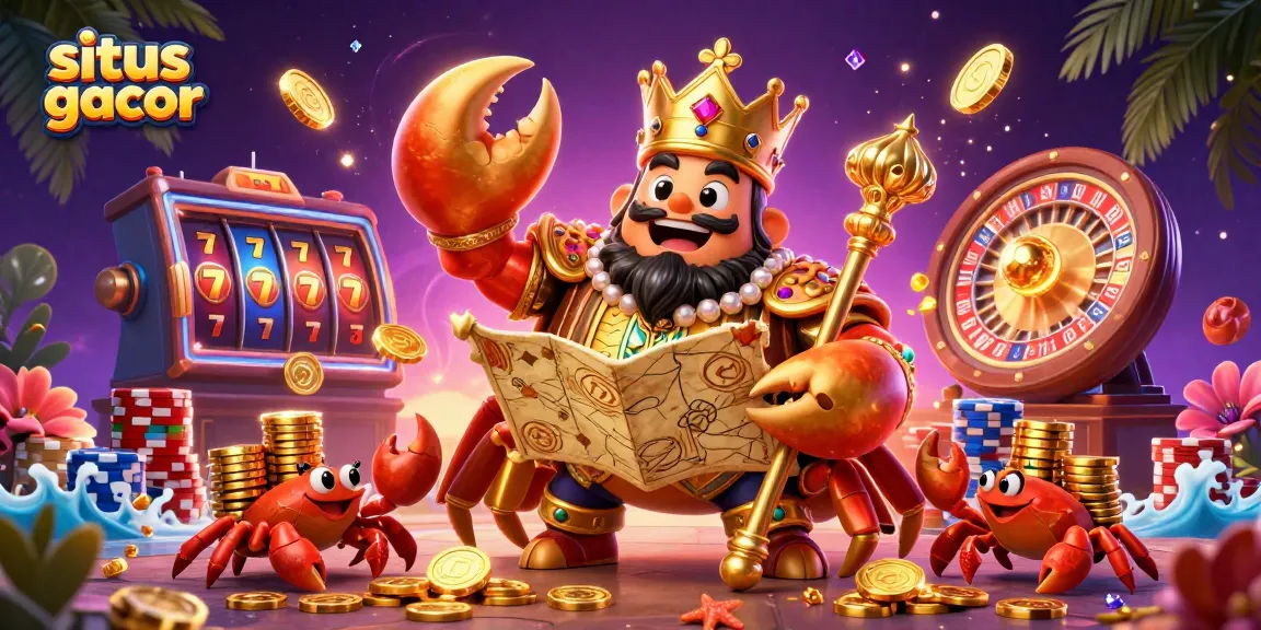 Engage with situs slot gacor featuring a golden crab emperor and dynamic casino elements.