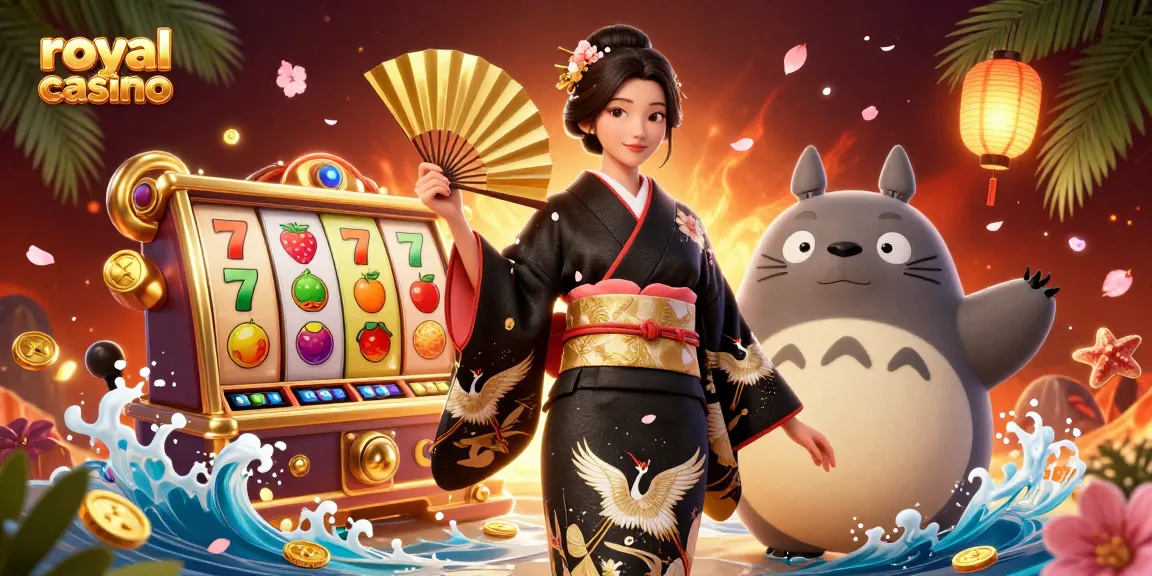 Play thrilling games at royal casino, featuring a captivating scene with vibrant slot elements and characters.