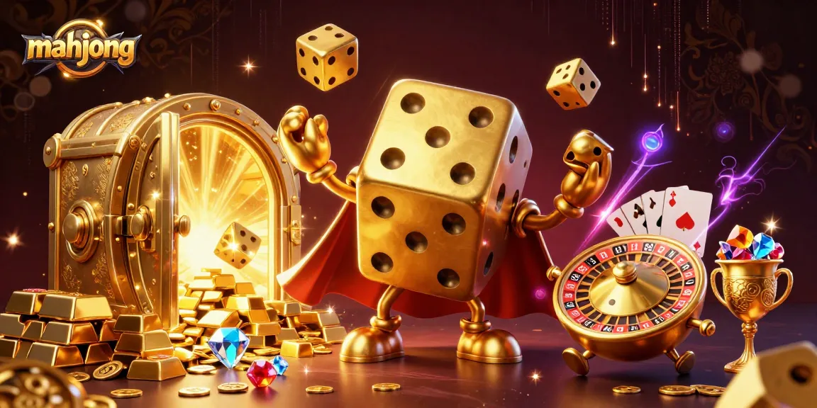 Play mahjong with excitement surrounded by energetic casino elements and treasures.