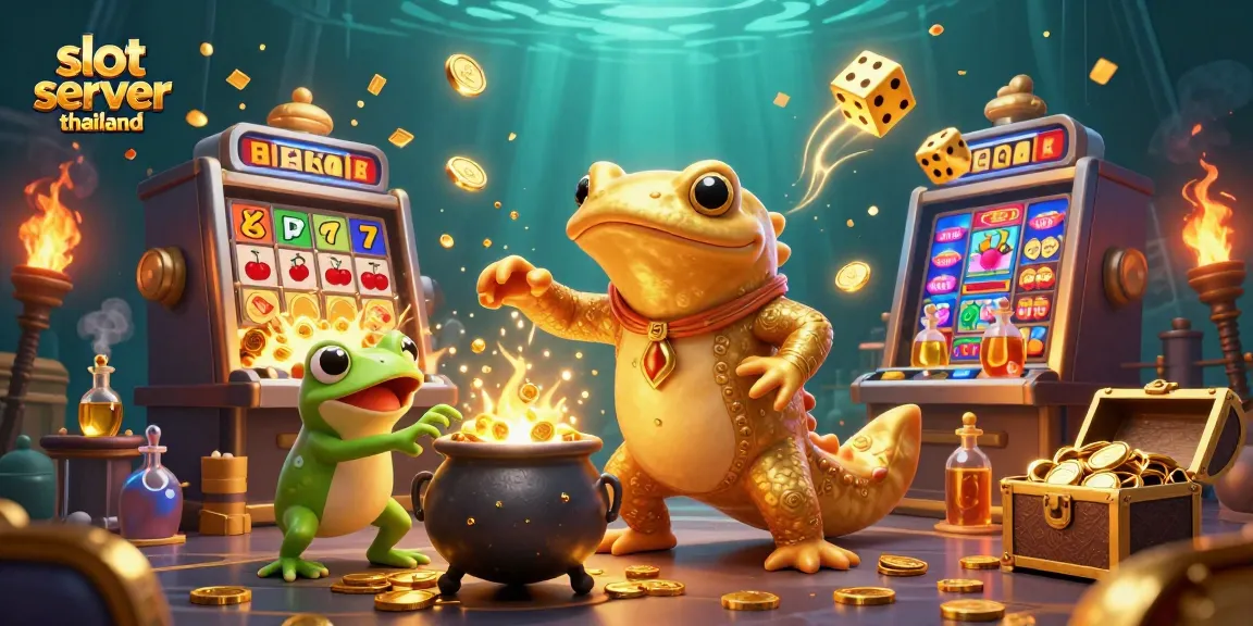 Spin jackpots at slot server thailand with golden alchemists transmuting coins and rich casino elements.