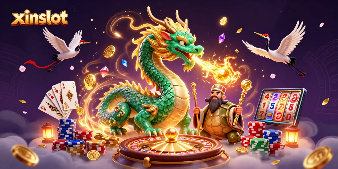 Win big with xinslot's exciting slots, surrounded by dazzling gold coins and energized gameplay.