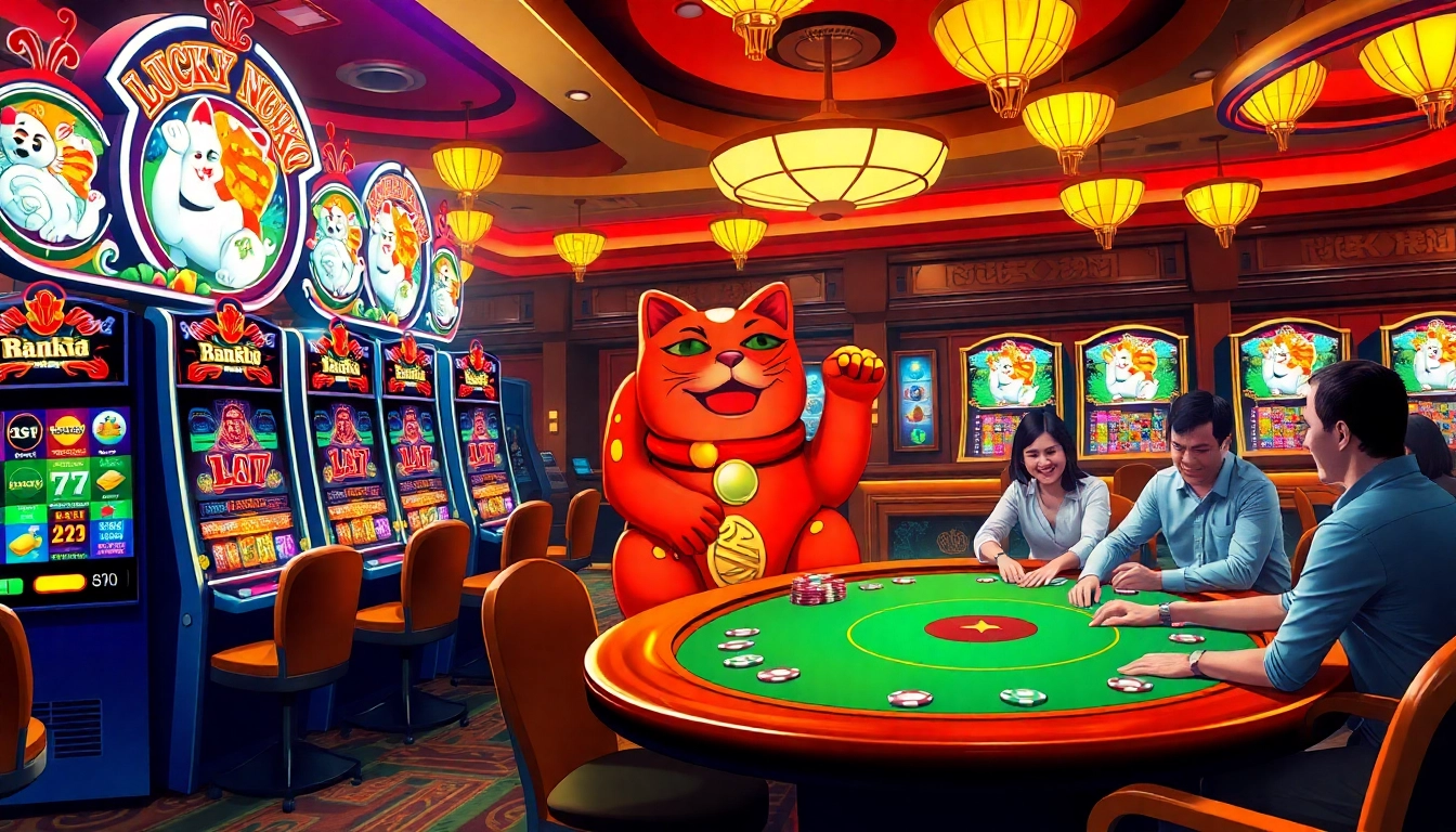 Winning big with Lucky Neko PG Soft โปรวันเกิด in a vibrant casino setting.