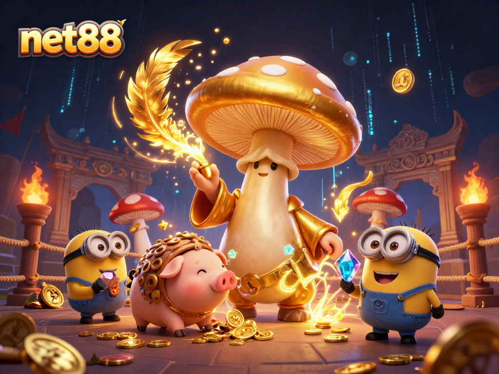 Experience thrilling gold transformations at net88 with magical characters in an immersive casino scene.