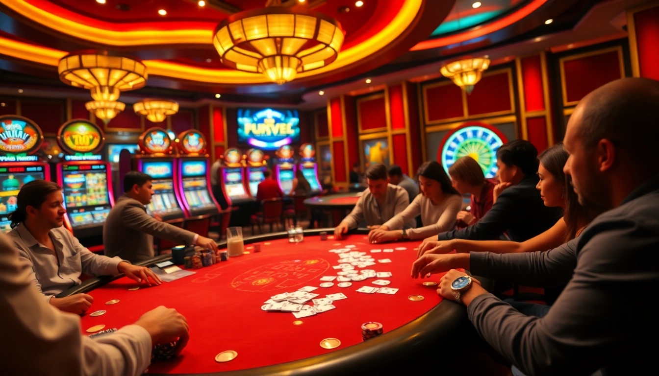 Experience the thrill of mm88 com with a luxurious poker scene featuring intense gameplay and vibrant casino elements.
